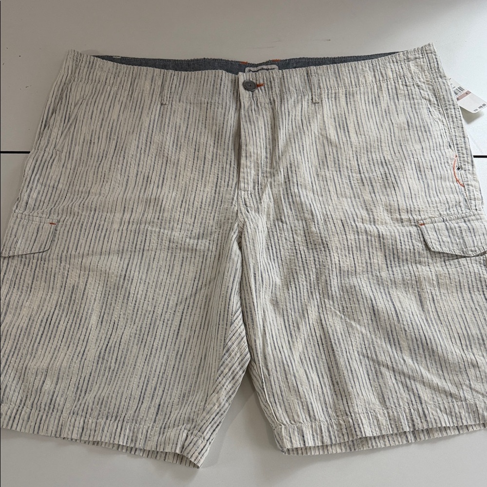Tommy Bahama Striped Cream and Gray Cargo Shorts
